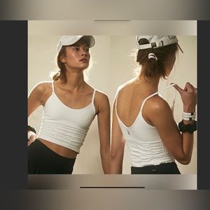 White Slim Ruched Spaghetti-Strap Crop Tank Top - Women